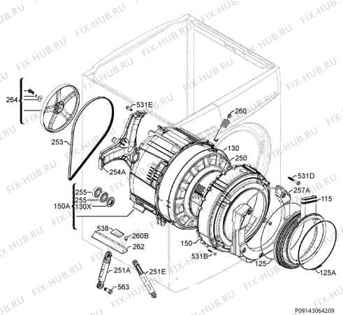 Взрыв-схема стиральной машины Rex Electrolux RWW168443W - Схема узла Functional parts 267